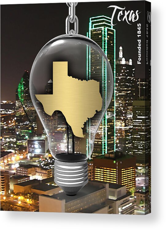 Texas Art Acrylic Print featuring the mixed media Texas State Map Collection #20 by Marvin Blaine