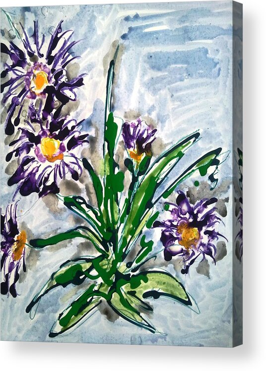 Abstract Acrylic Print featuring the painting Divine Flowers #1710 by Baljit Chadha