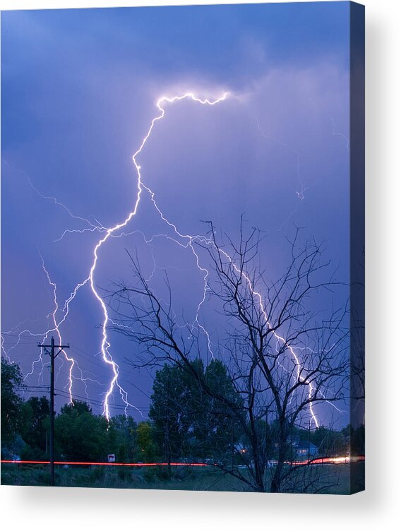 Lightning Acrylic Print featuring the photograph 17th Street Lightning Strike Fine Art Photo by James BO Insogna