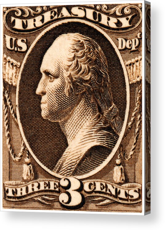 George Washington Acrylic Print featuring the painting 1875 George Washington Treasury Department Stamp by Historic Image