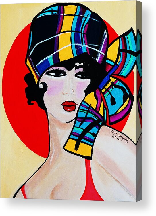 1920's Girl Anna Acrylic Print featuring the painting 1920's Girl Anna by Nora Shepley