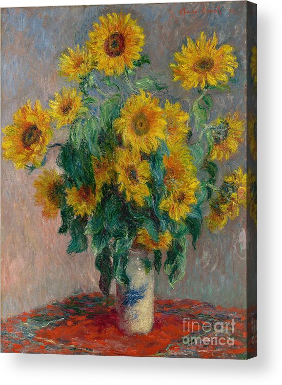 Monet Acrylic Print featuring the painting Bouquet of Sunflowers by Claude Monet