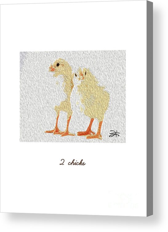 Animals Acrylic Print featuring the mixed media 2 Chicks by Francelle Theriot