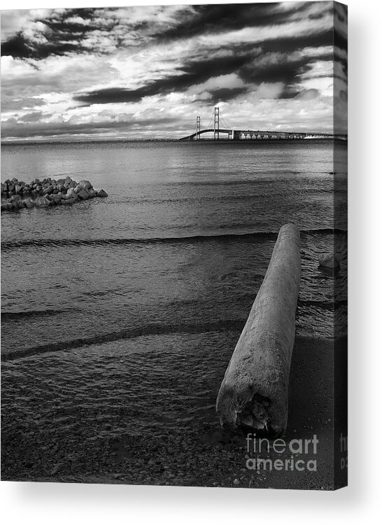 Mackinac Acrylic Print featuring the photograph Mackinac Bridge - Infrared 01 by Larry Carr