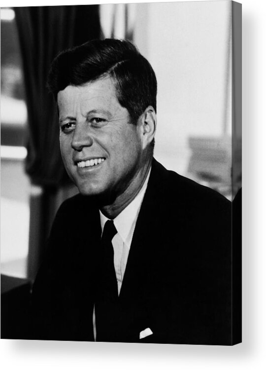 Jfk Acrylic Print featuring the photograph President Kennedy #1 by War Is Hell Store