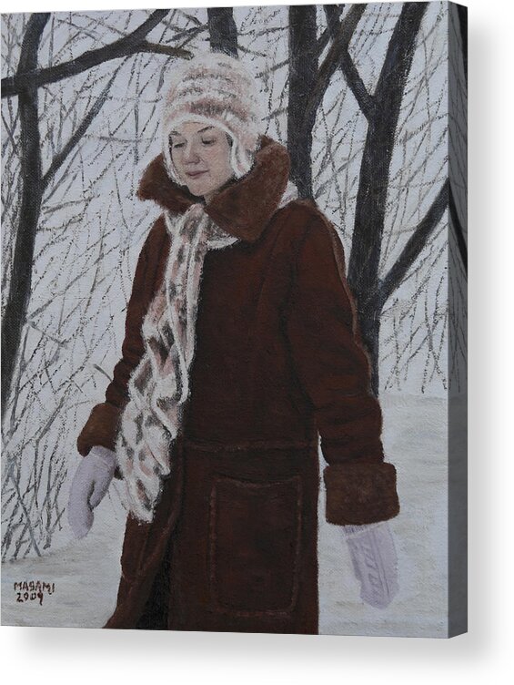 Portrait Acrylic Print featuring the painting Winter Walk #2 by Masami Iida