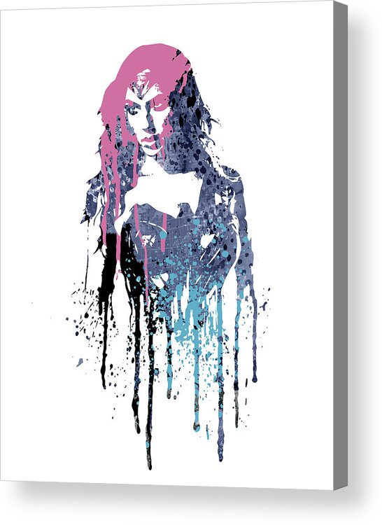 Superheroes Acrylic Print featuring the painting Wonder Woman #2 by Art Popop