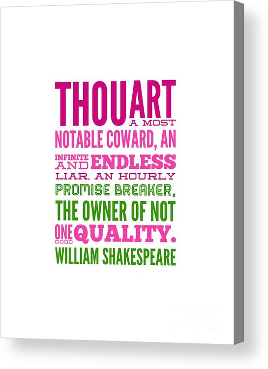 William Acrylic Print featuring the digital art William Shakespeare, Insults and Profanities #20 by Esoterica Art Agency
