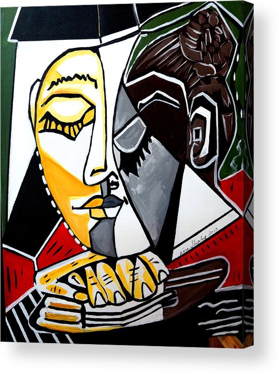 Picasso By Nora Acrylic Print featuring the painting Picasso By Nora Fingers by Nora Shepley