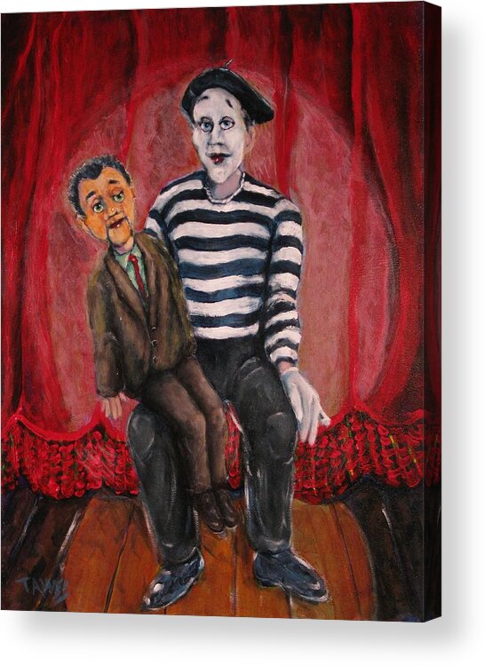 Ventriloquist Acrylic Print featuring the painting Silent Partners by Dennis Tawes