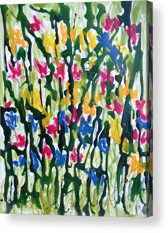 Abstract Acrylic Print featuring the painting Divine Flowers #4675 by Baljit Chadha