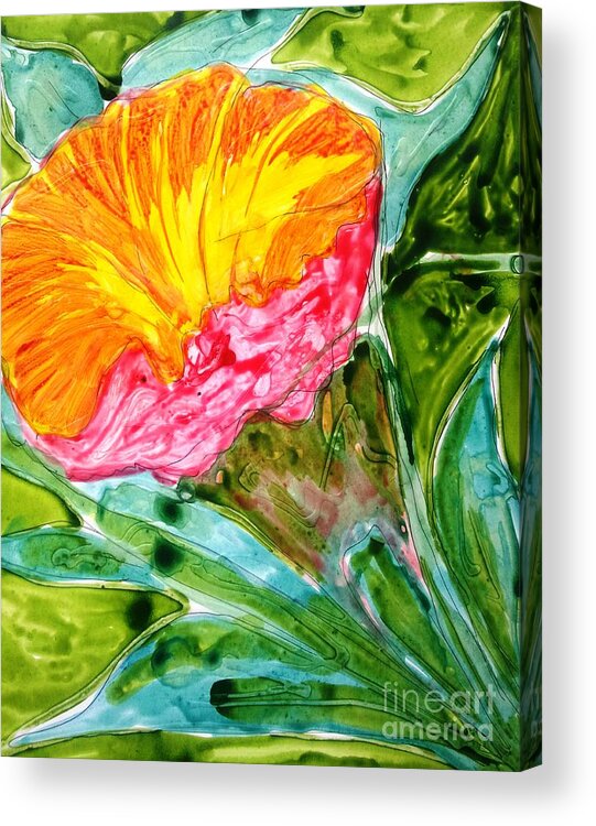 Abstract Flowers Floral Botanical Nature Acrylic Print featuring the painting Divine Flowers #490 by Baljit Chadha