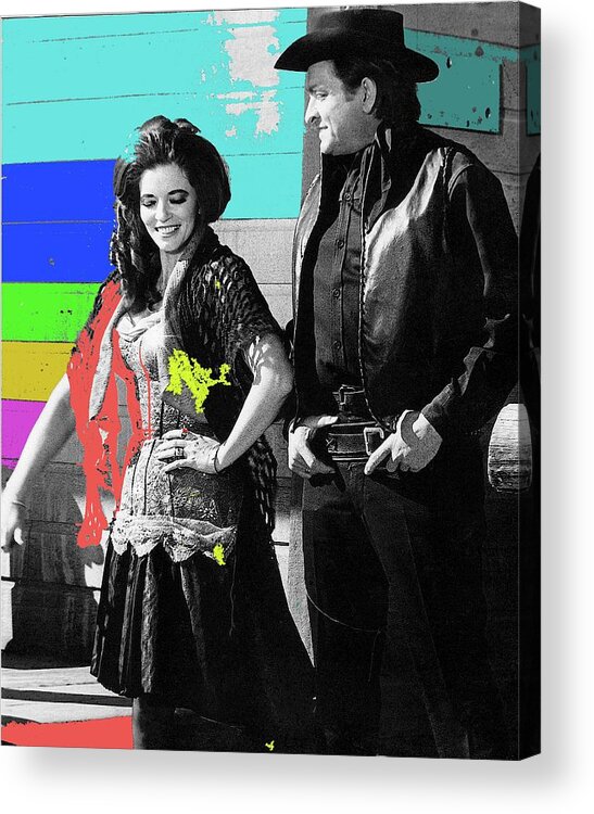 June Carter Cash Johnny Cash In Costume Old Tucson Az 1971-2008 Acrylic Print featuring the photograph June Carter Cash Johnny Cash In Costume Old Tucson Az 1971-2008 #4 by David Lee Guss