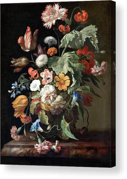 Rachel Acrylic Print featuring the painting Still Life with Flowers #5 by Rachel Ruysch