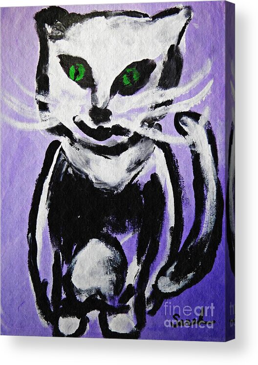 Cat Acrylic Print featuring the painting A Cat for Julia by Sarah Loft