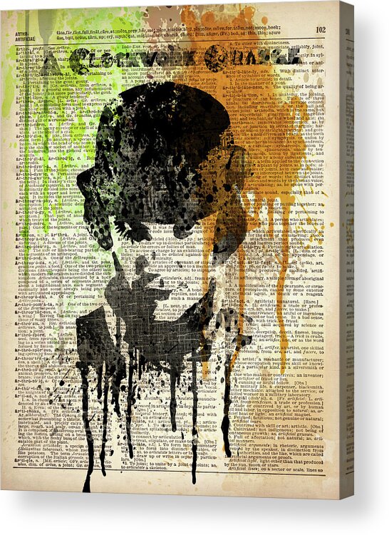 A Clockwork Orange Acrylic Print featuring the painting A clockwork orange on dictionary page by Art Popop