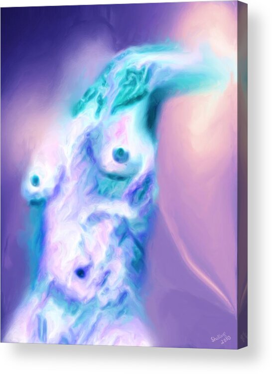 Nude Acrylic Print featuring the painting A foggy night by Shelley Bain