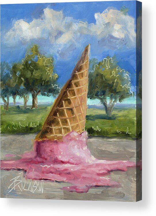 Ice Cream Acrylic Print featuring the painting A Mid Summer Tragedy by Billie Colson