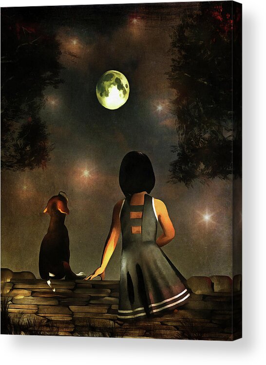 Amy Acrylic Print featuring the painting A romantic meeting by Jan Keteleer