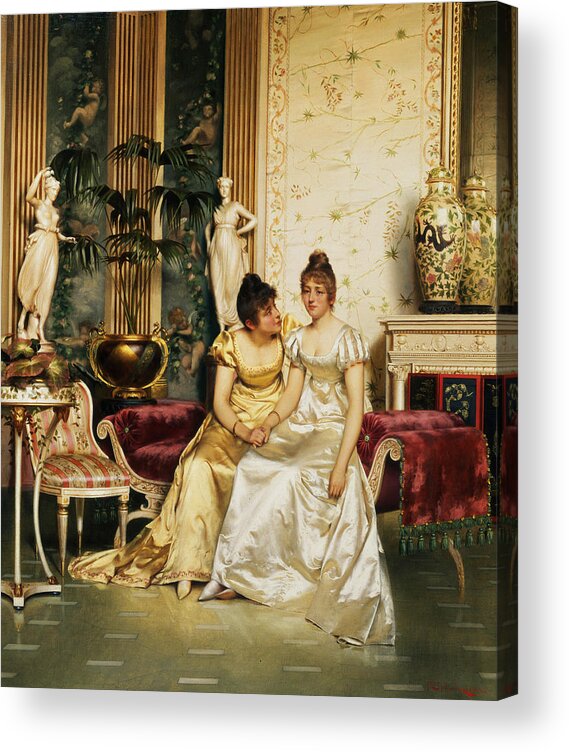 Shared Acrylic Print featuring the painting A Shared Confidence by Joseph Frederick Charles Soulacroix