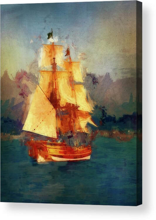 Photography Acrylic Print featuring the digital art A Tall Ship by Terry Davis