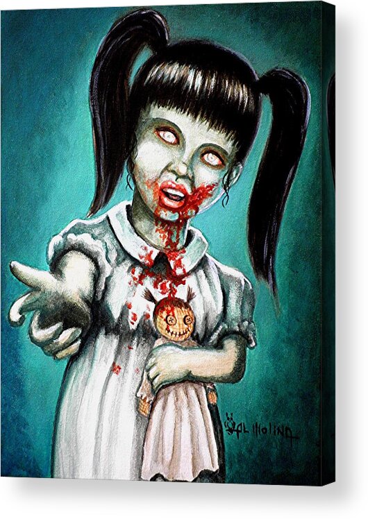 Zombie Acrylic Print featuring the painting Aaarrgg Thats Zombie talk for Mommy by Al Molina
