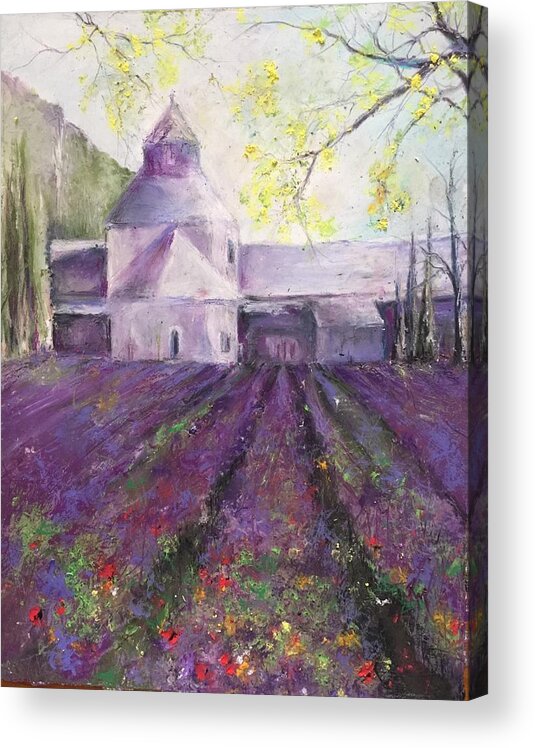 Abbey Acrylic Print featuring the painting Abbey Senanque  by Robin Miller-Bookhout