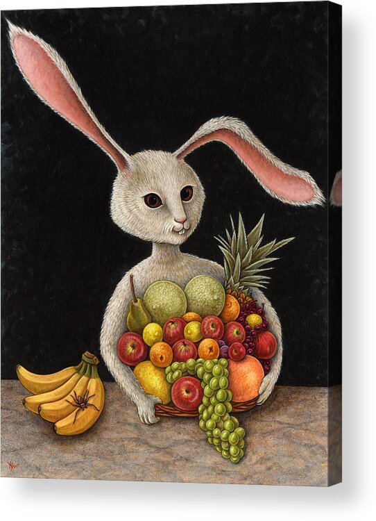 Rabbit Acrylic Print featuring the painting Abbondanza by Holly Wood