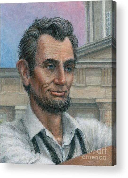 Abe Acrylic Print featuring the painting Just Abe's Face - detail by Jane Bucci