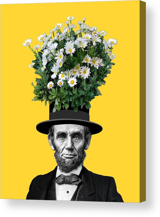 Abraham Lincoln Acrylic Print featuring the digital art Abraham Lincoln Presidential Daisies by Garaga Designs