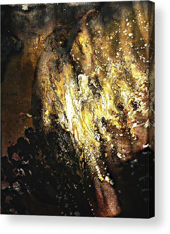 Gold Acrylic Print featuring the painting The Eagle's Emanations by 'REA' Gallery