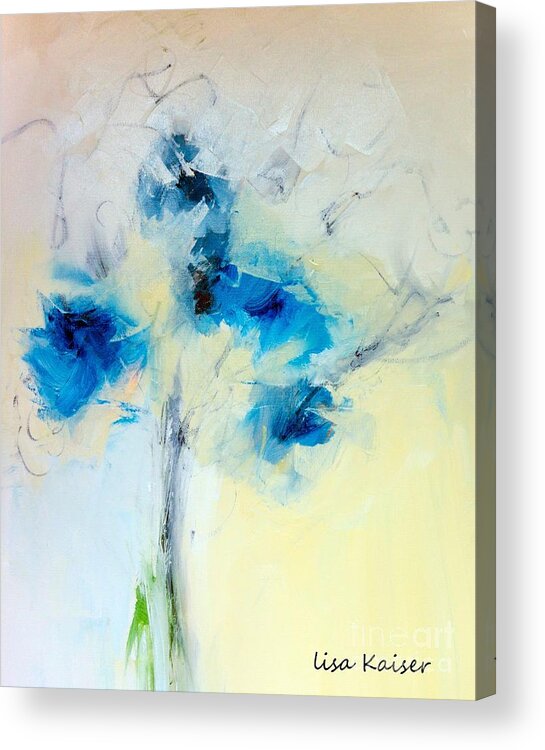 Abstract Acrylic Print featuring the digital art Abstract Blue Bouquet Floral Painting by Lisa Kaiser