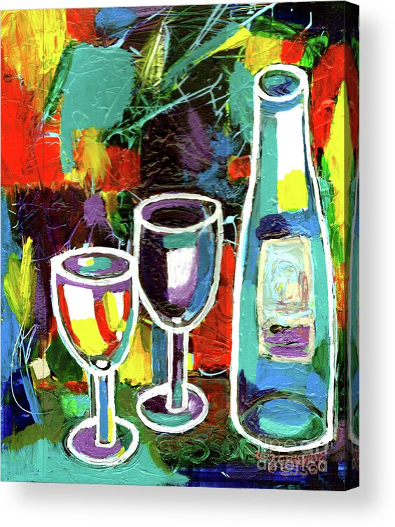 Wine Acrylic Print featuring the painting Abstract Wine Lovers by Genevieve Esson