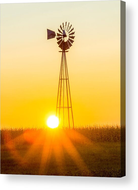 Amish Decor Acrylic Print featuring the photograph Aermotor Sunset Vertical by Chris Bordeleau