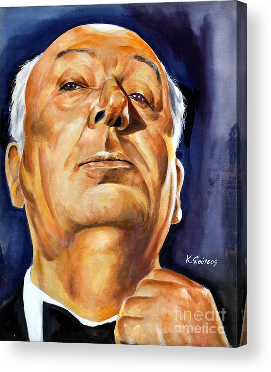Alfred Hitchcock Acrylic Print featuring the painting Alfred Hitchcock by Star Portraits Art