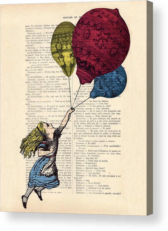 Balloons Framed Prints Acrylic Print featuring the digital art Alice in wonderland with big colorful balloons by Madame Memento
