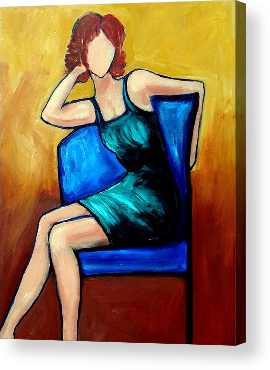 Color Acrylic Print featuring the painting Alice Redhead in a Green Dress by Katy Hawk