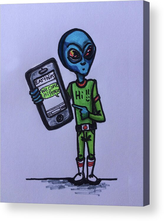 Communicate Acrylic Print featuring the drawing Alien Communication by Similar Alien