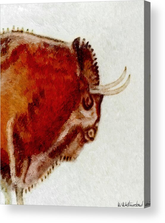 Altamira Acrylic Print featuring the digital art Altamira Prehistoric Bison Detail by Weston Westmoreland