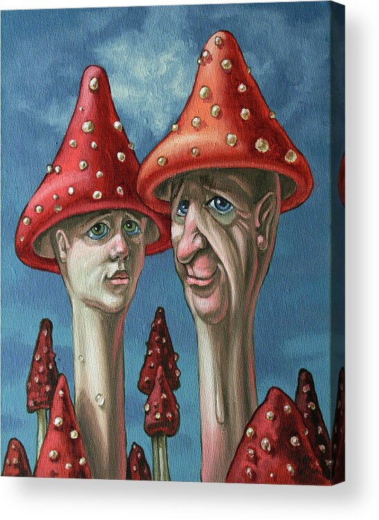 Mushrooms Acrylic Print featuring the painting Amanitas by Victor Molev