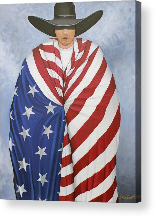 American Cowboy Acrylic Print featuring the painting American Pride 2 by Lance Headlee