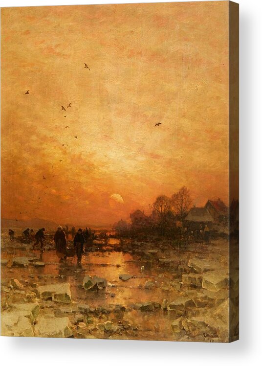 Ludwig Munthe Acrylic Print featuring the painting An Evening Winter Landscape by MotionAge Designs