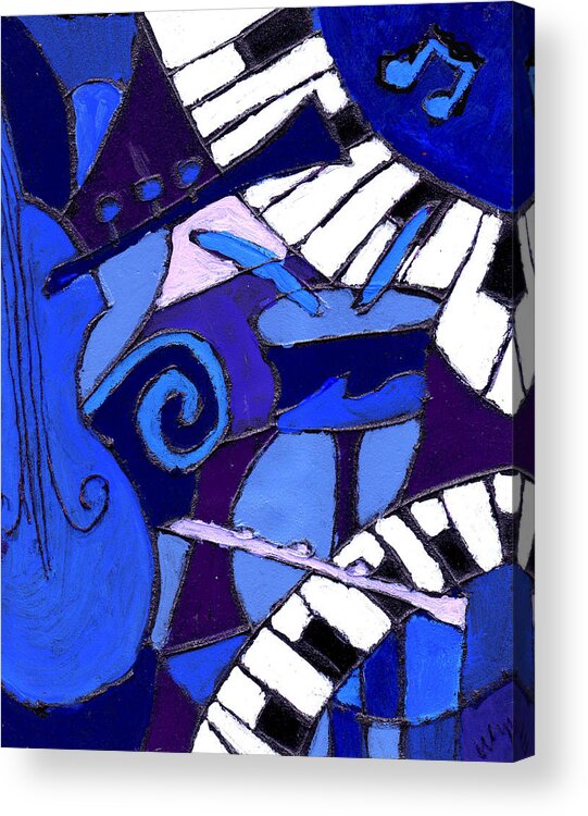 Blues Acrylic Print featuring the painting and All that Jazz 3 by Wayne Potrafka