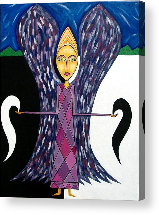 Angel Paintings Acrylic Print featuring the painting Angel of Ying Yang by Sandra Marie Adams