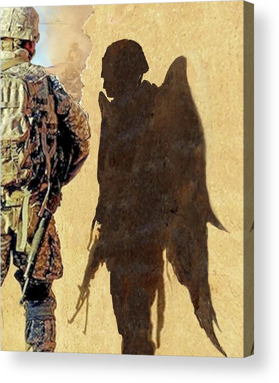 Military Art Acrylic Print featuring the painting Angel Waiting by Todd Krasovetz