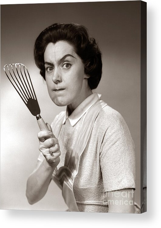 1950s Acrylic Print featuring the photograph Angry Housewife, C.1950s-60s by H. Armstrong Roberts/ClassicStock