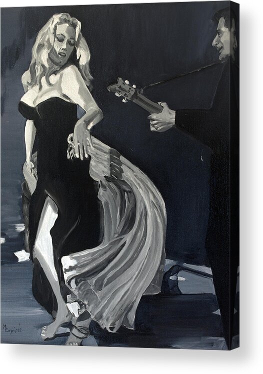 Anita Ekberg Acrylic Print featuring the painting Anita Dancing Barefoot by Mary Capriole