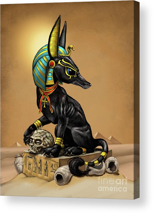 Anubis Acrylic Print featuring the digital art Anubis Egyptian God by Stanley Morrison