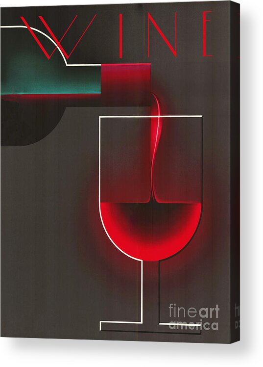Art Deco Acrylic Print featuring the painting Art Deco Red Wine by Mindy Sommers