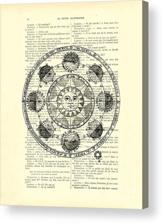 Astrology Acrylic Print featuring the digital art Astrology chart, solar system by Madame Memento